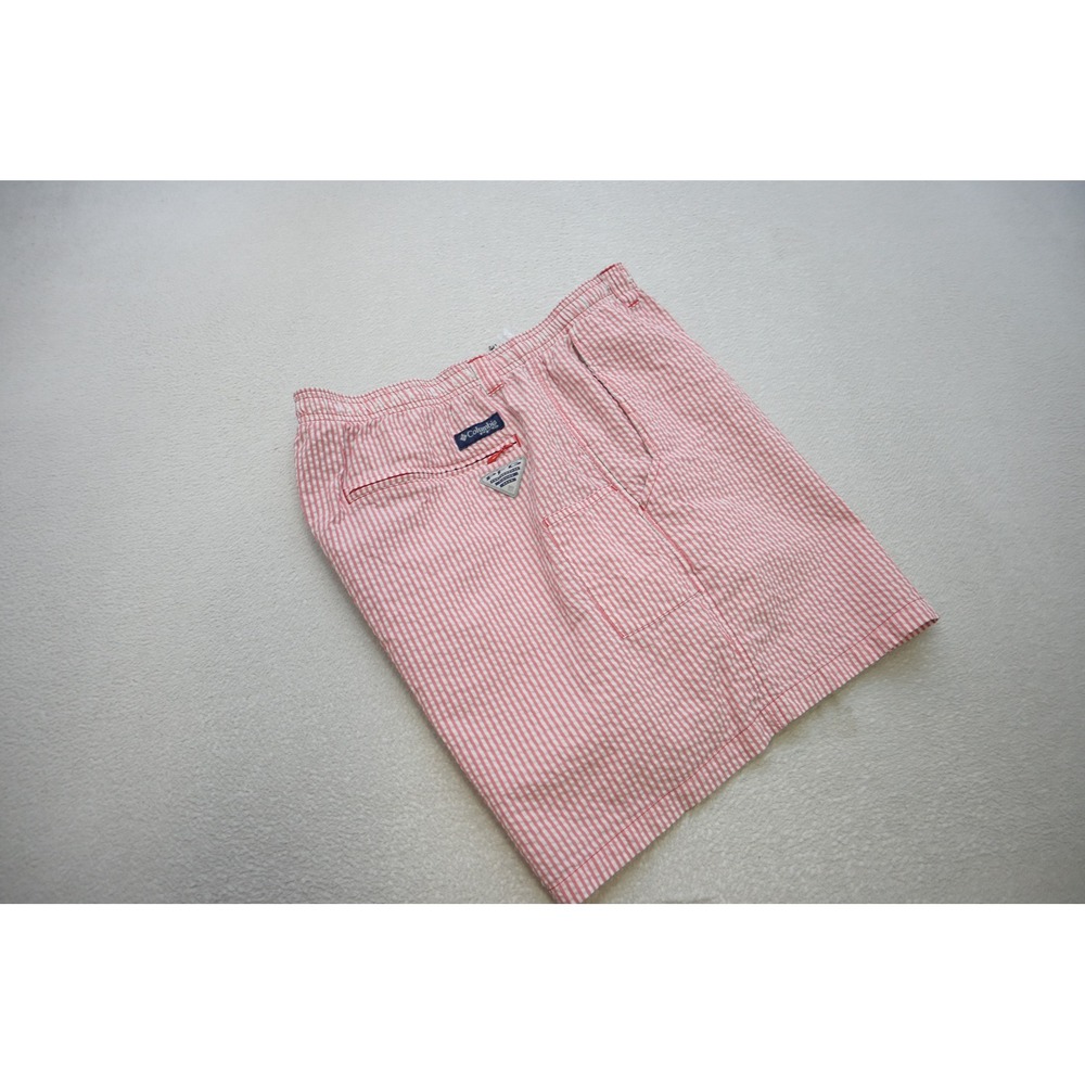 Columbia PFG Swim Shorts Mens XXL Red White Seersucker Striped Pockets Excellent